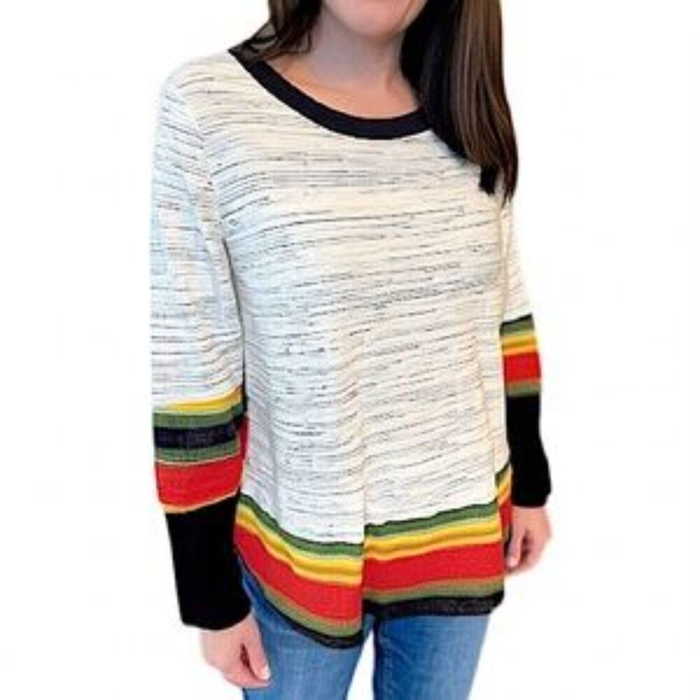 BUCKETLIST Multi-Colored Contrast Stripe Pullover Long Sleeve Top Size Small